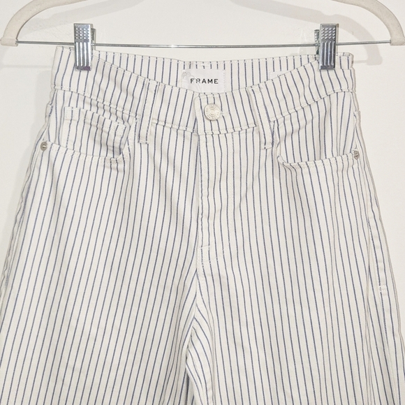 FRAME La Palazzo cropped striped high-rise wide-leg jeans - Picture 3 of 8